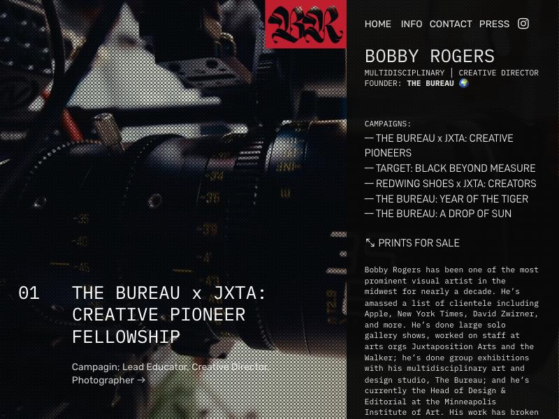 Bobby Rogers, Creative Director portfolio website