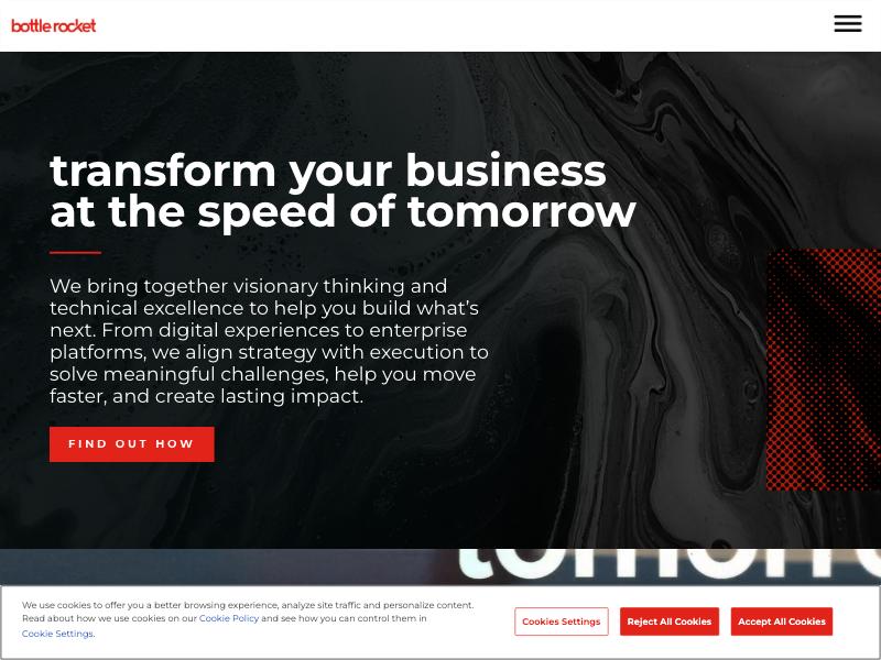 Bottle Rocket agency website (bottlerocketstudios.com)
