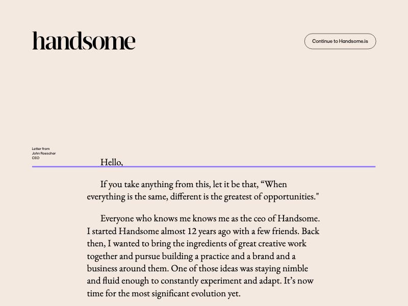 Handsome agency website (handsome.is)
