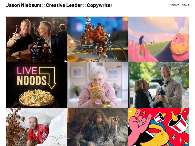 Jason Niebaum, Copywriter portfolio website