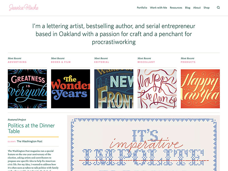 Jessica Hische, Lettering Artist portfolio website