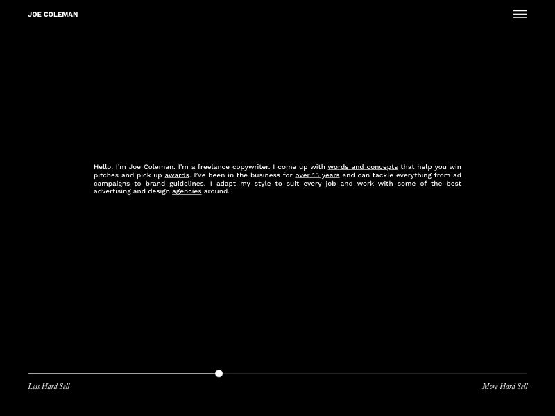 Joe Coleman — Copywriter portfolio website