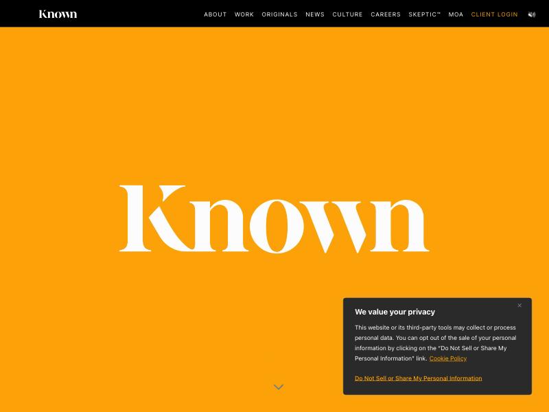 Known agency website (known.is)