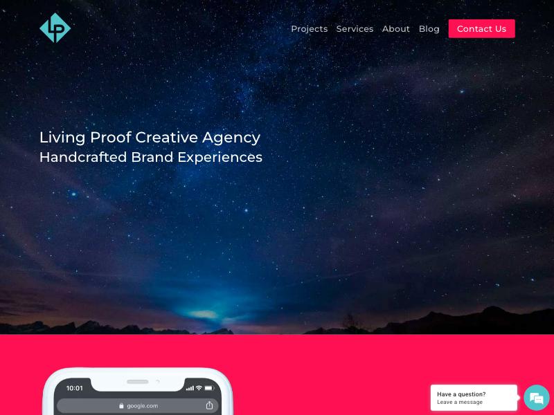 Living Proof agency website (livingproofcreative.com)