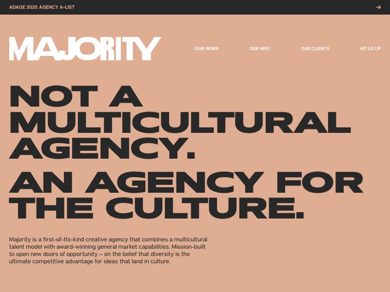 Majority agency website (majorityagency.com)