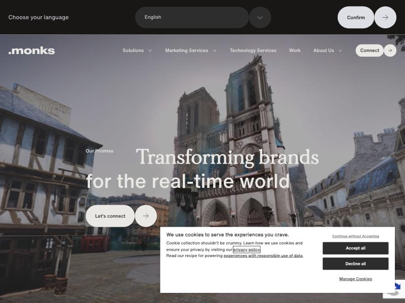 Monks agency website (monks.com)