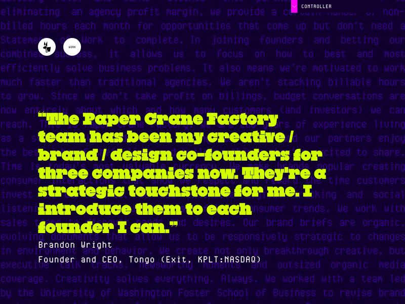Paper Crane Factory agency website (papercranefactory.com)