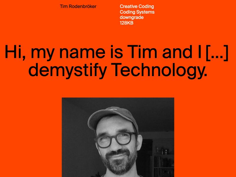 Tim Rodenbröker — Creative Coder portfolio website