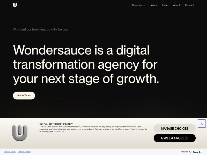 Wondersauce agency website (wondersauce.com)